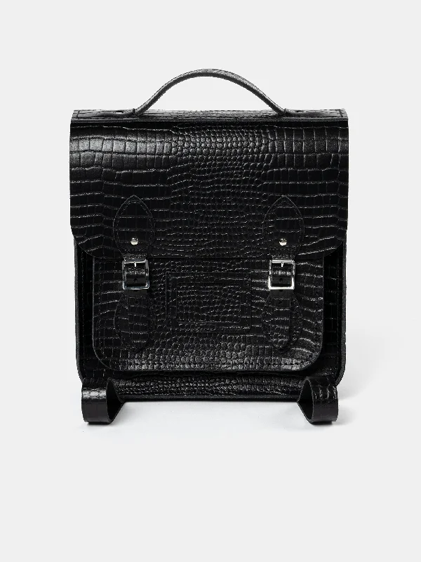 The Small Portrait Backpack -  Black Croc