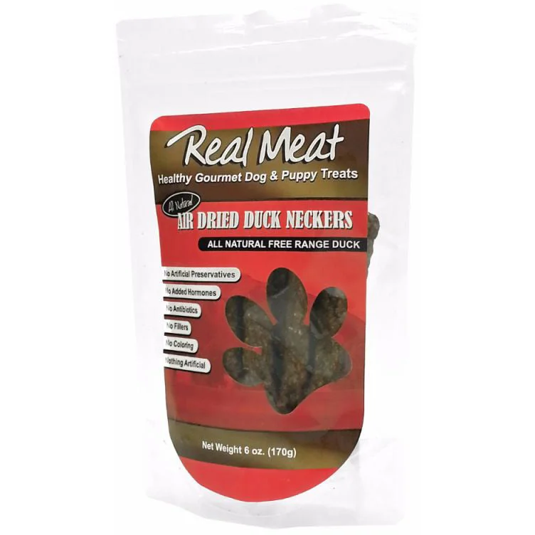 The Real Meat Company Duck Neckers Jerky Dog Treats, 6oz