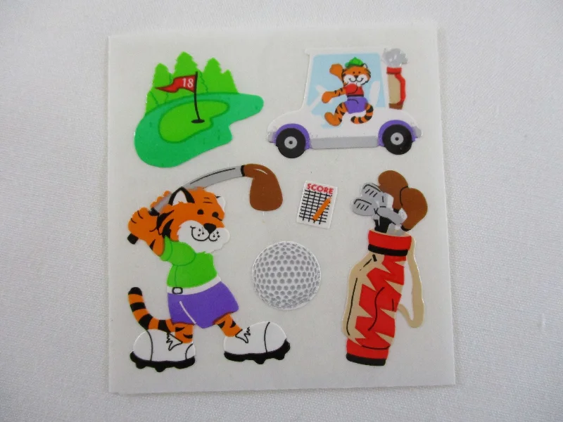 Sandylion Animal Sport Tiger Golf Sticker Sheet / Module - Vintage & Collectible