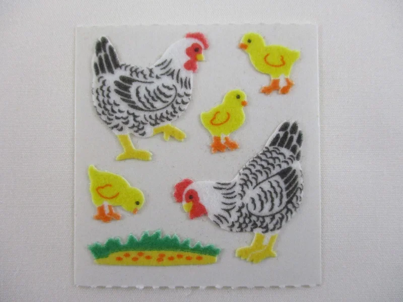 Sandylion Chicken Fuzzy Sticker Sheet / Module - Vintage & Collectible