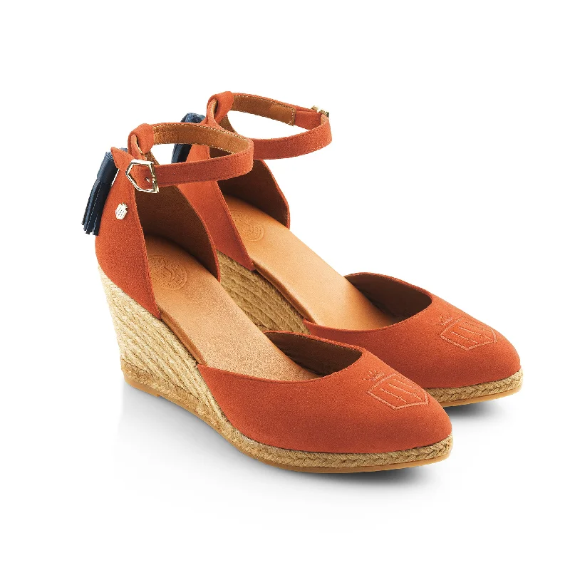 Fairfax & Favor Monaco Wedge - Sunset Orange Suede