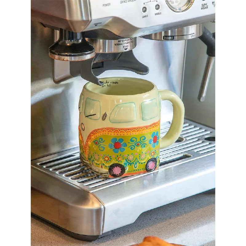 Natural Life : Folk Art Coffee Mug - Green Van