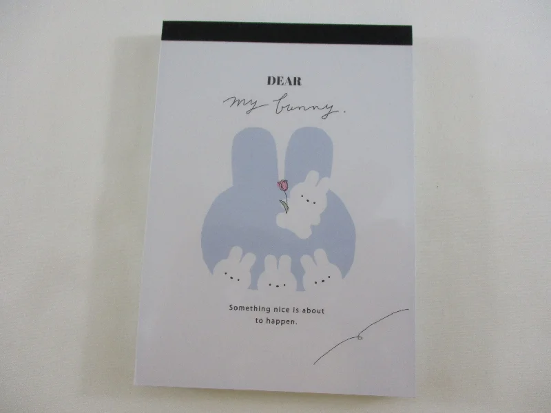 Cute Kawaii Q-Lia Dear My Bunny Rabbit 4 x 6 Inch Notepad / Memo Pad - B - Stationery Designer Paper Collection