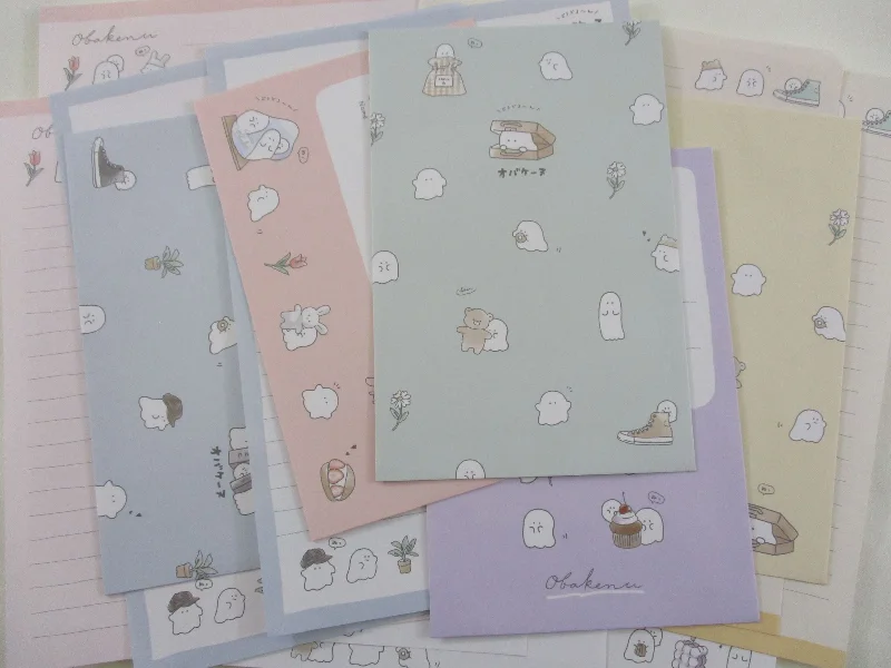 Cute Kawaii Crux Ghost Bear Rabbit Letter Sets Stationery - writing paper envelope