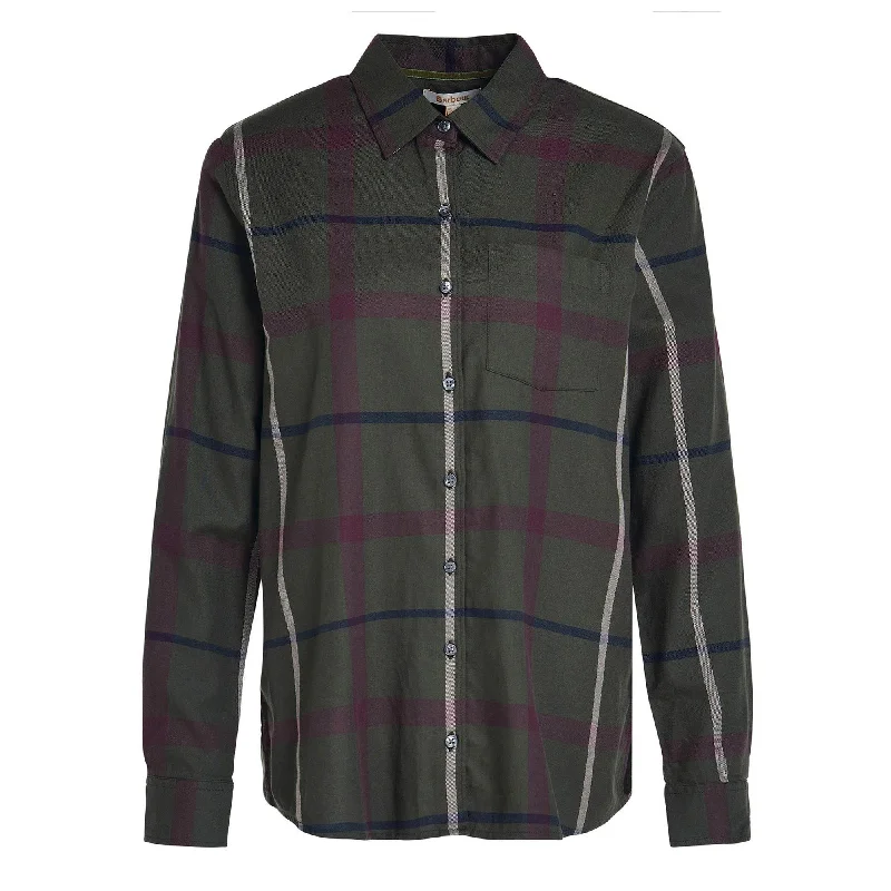 Barbour Ladies Oxer Check Shirt - Olive/Black Check