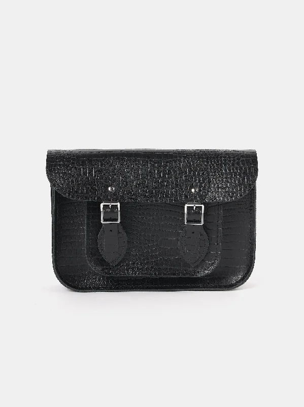 The 11 Inch Satchel - Black Croc