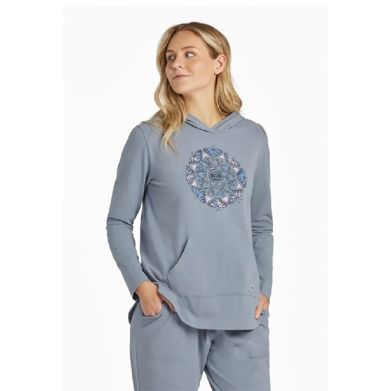 Life Is Good : Women's Hand Drawn Butterfly Mandala Crusher-FLEX Hoodie Tunic