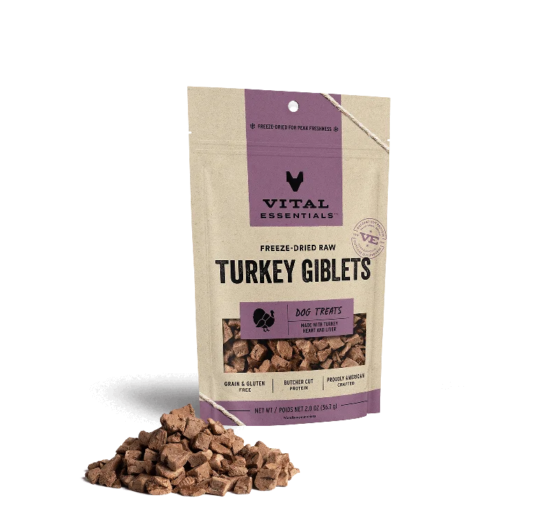 Vital Essentials Freeze-Dried Turkey Giblets Dog Treats, 2oz