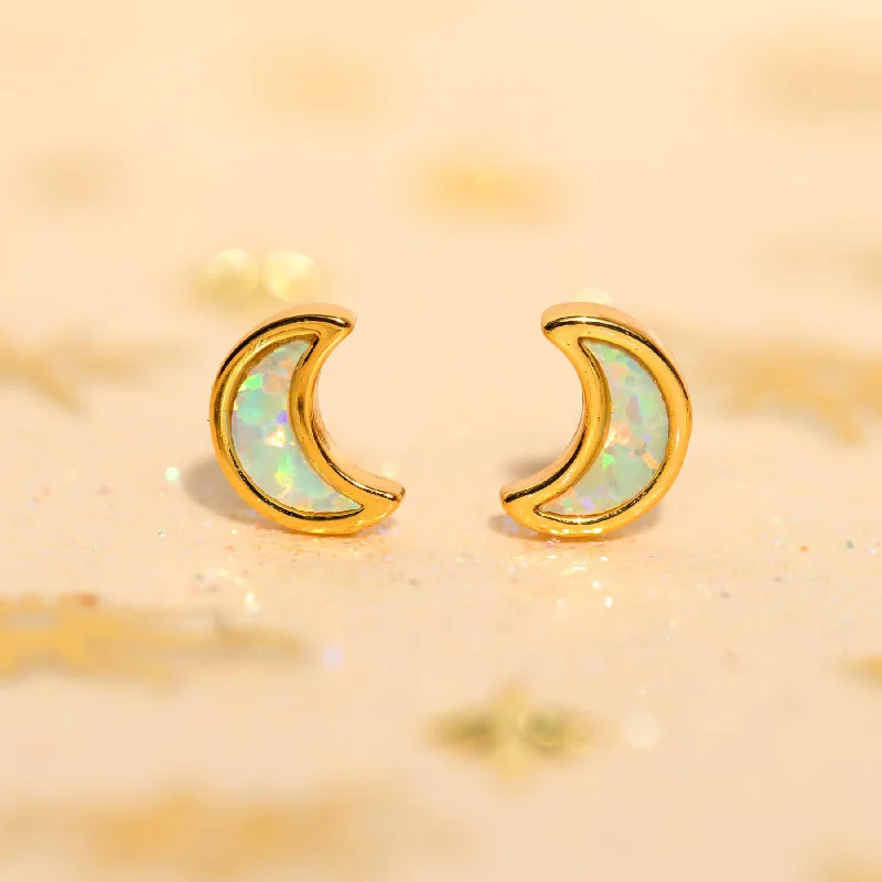 Mini Opal Moon Studs