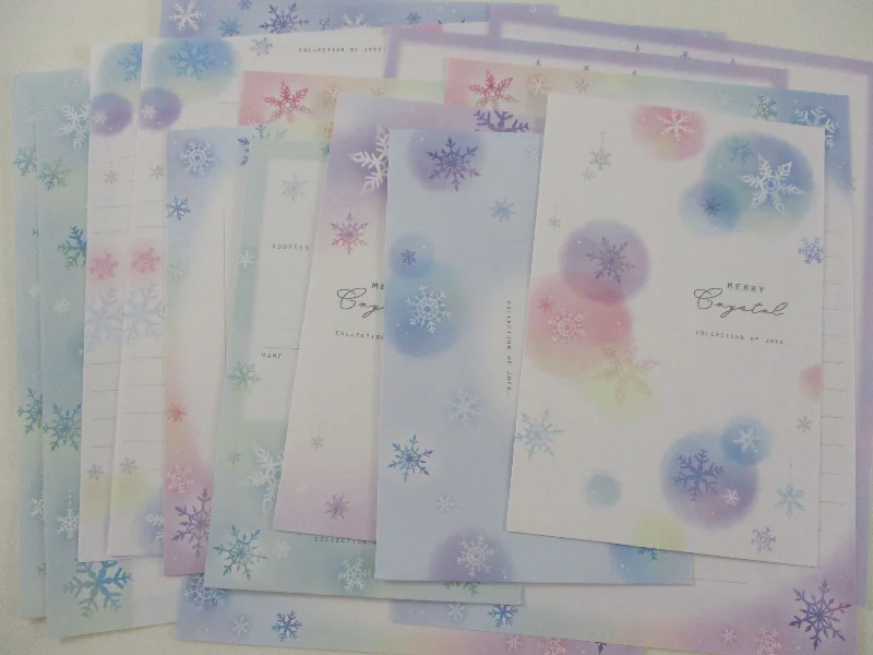 Cute Kawaii Kamio Snow Merry Crystal Winter Letter Sets - Stationery Writing Paper Envelope Penpal