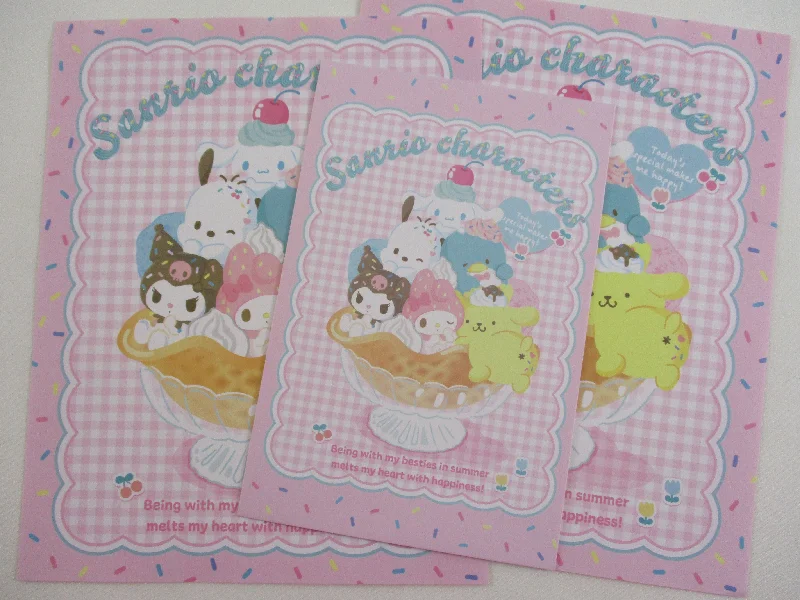 Cute Kawaii Sanrio Characters Pochacco My Melody Kuromi Purin Cinnamoroll Letter Set 2023 - Writing Papers Envelope