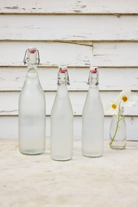 French Glass Bottle with Hinged Swing Top - in 2 sizes