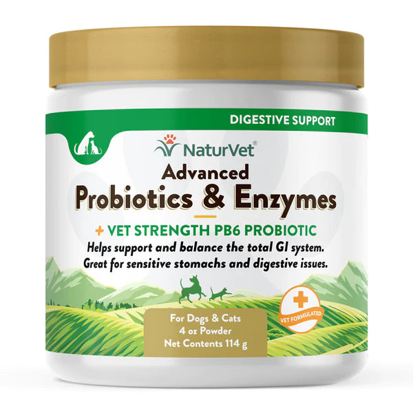 NaturVet Advanced Probiotics & Enzymes Plus Vet Strength PB6 Probiotic Cat & Dog Powder