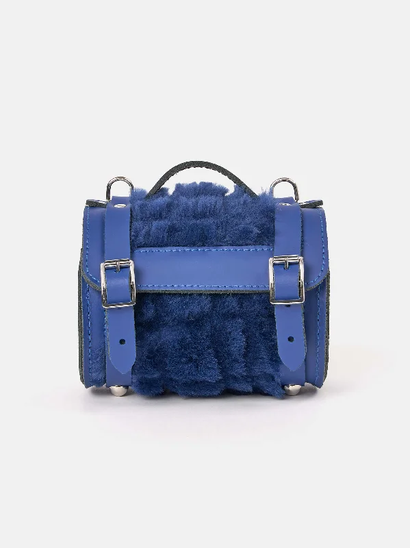 The Micro Bowls Bag - Electric Blue Merino Wool with Sultry Blue