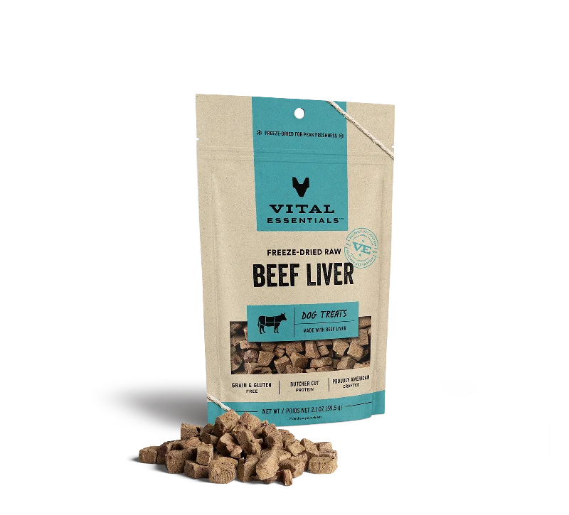 Vital Essentials Freeze-Dried Beef Liver Dog Treats, 2.1-oz Bag