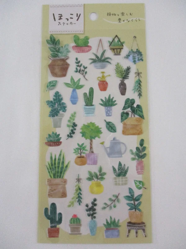 Cute Kawaii MW - Green Cactus Succulent House Plant Sticker Sheet - for Journal Planner Craft