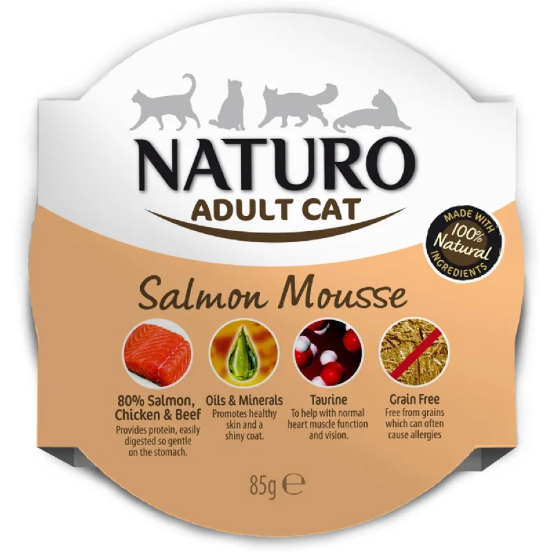 Naturo | Grain Free Wet Cat Food | Salmon Mousse Foil Tray - 85g